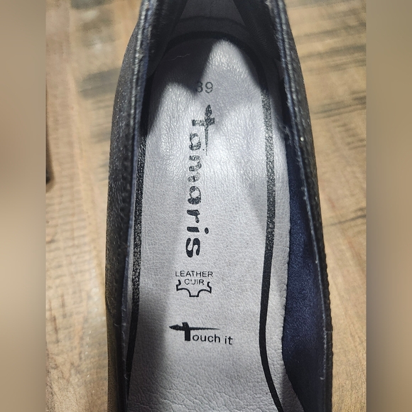 Tamaris Black Leather Pumps Size 39 (9) - Picture 2 of 8